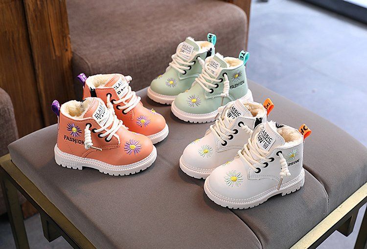 ShoeGlobe Kinderstiefel Martin im britischen Stil, Mädchen-Herbst-Winter-Baby-Fleece-Baumwolle-Kleinkind-Leder-Jungen-Kurzstiefel_voghion.com