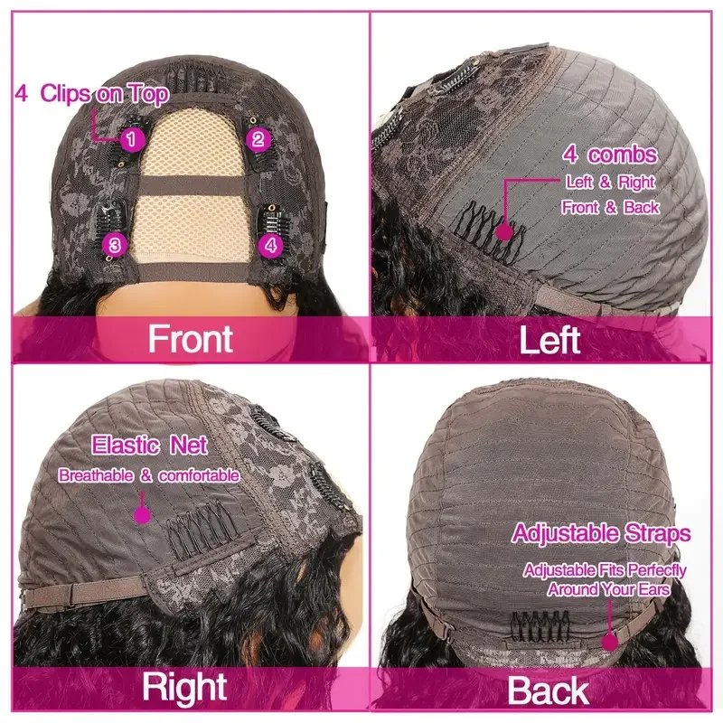 Peluca en forma de U con corte bob rizado de 8 a 16 pulgadas para mujer, cabello humano 250 % virgen brasileño, color natural, hecha a máquina_voghion.com