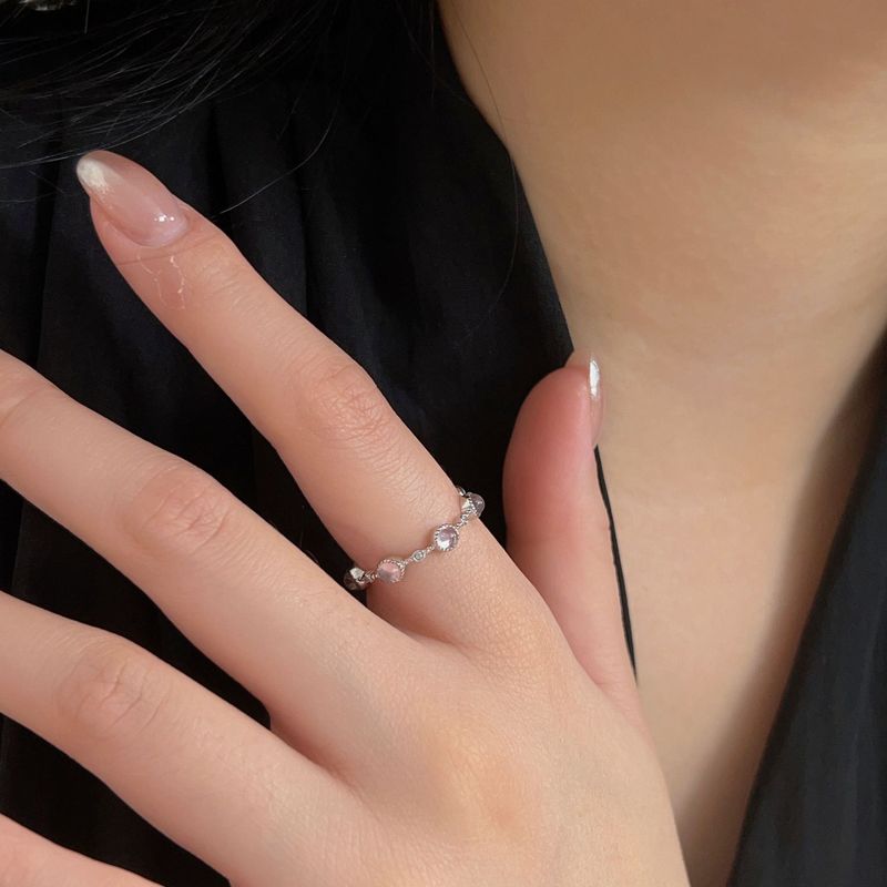 Bague œil de chat en argent pur, style français, perle ronde, pour femme, niche, phalange, queue_voghion.com
