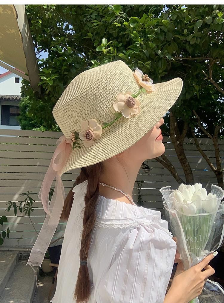 Cappello estivo con protezione solare, cappello da spiaggia, cappello di paglia intrecciato_voghion.com