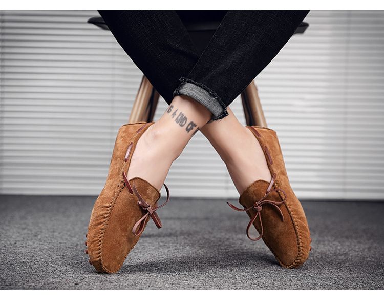 Herrskor i läder med Pig Bean-motiv, slip-on, herrskor i läder_voghion.com