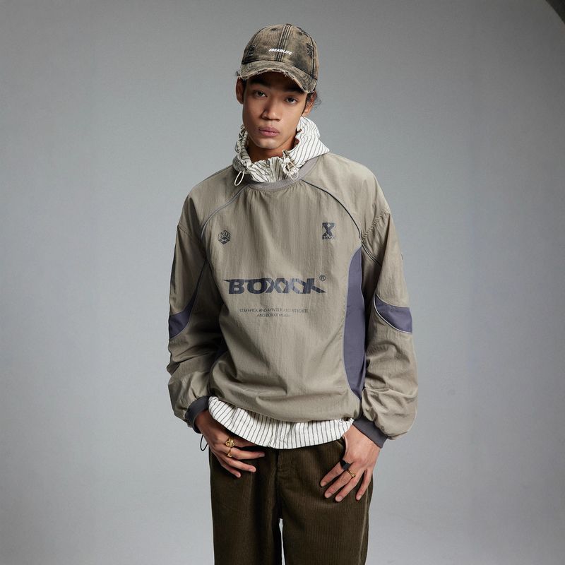 Sweat-shirt américain fonctionnel à blocs de couleurs, imperméable, pour hommes et femmes, pour l'extérieur, ample, décontracté, polyvalent, pour la montagne_voghion.com