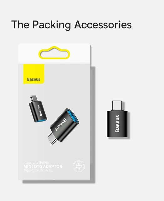 Baseus 3.1 Adapter Type C til USB Hun Konverter Til Book Pro Air Samsung S22 Xiaomi USB-C USBC OTG Stik_voghion.com