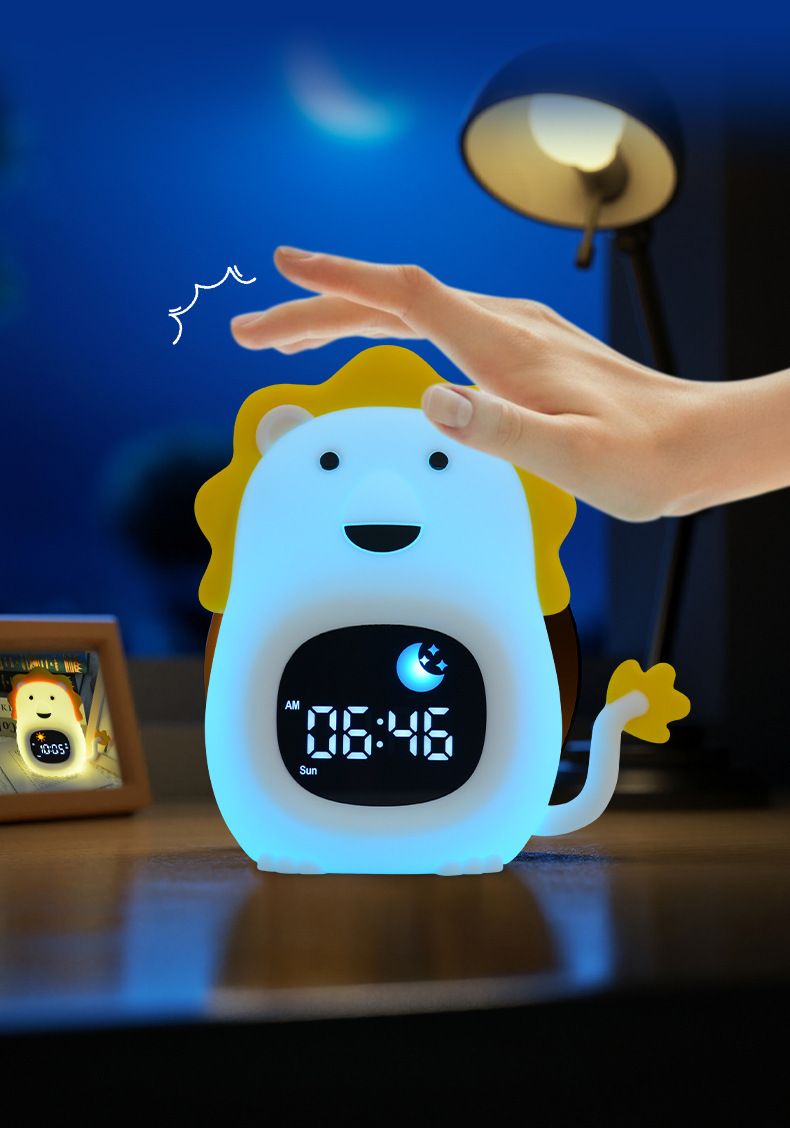 White Noise Machine Cartoon Animal Shape Pat Color Changing Night Light Sleep Soothing White Noise Alarm Clock Light Simulates Sunrise_voghion.com