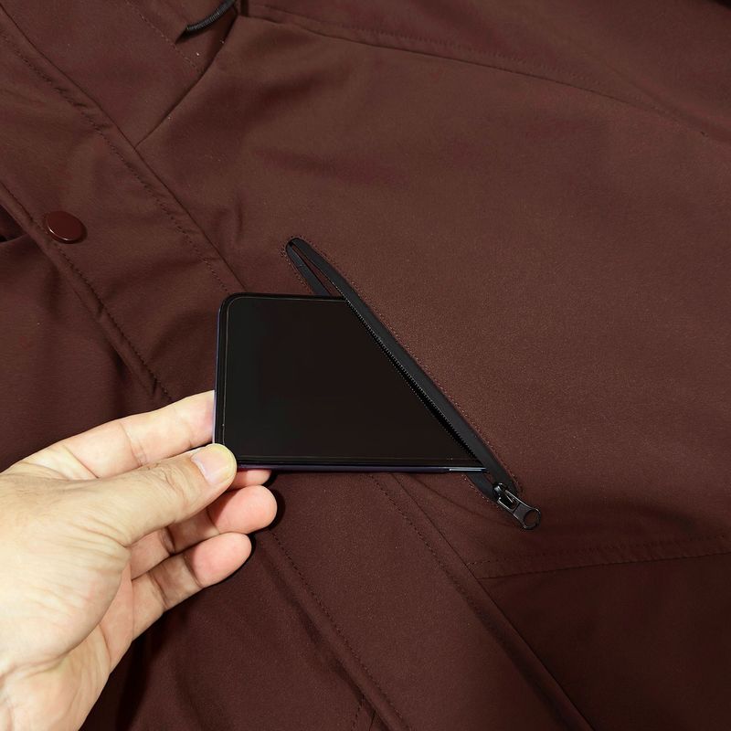 Chaqueta utilitaria extragrande para hombre: abrigo de trabajo impermeable y cortavientos con bolsillos con cremallera (negro/burdeos, tallas 4XL-11XL)_voghion.com