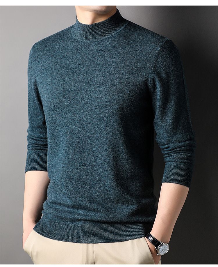 Abbigliamento maschile Maglione di lana da uomo autunno e inverno abbigliamento maschile giovanile maglione di base lavorato a maglia multicolore intimo in lana maglione a collo alto_voghion.com