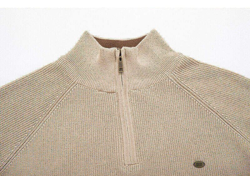 Rippstrickpullover für Herren – Pullover mit Stehkragen und Halbreißverschluss (verdickte Polyestermischung, schmale Passform, unverzichtbar für die Winter-Streetwear)_voghion.com