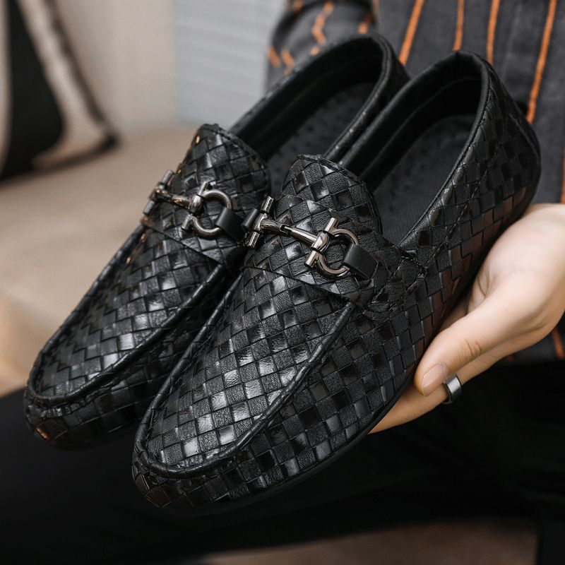 Mocassins de primavera Beanbean um pé masculino preguiçoso dirigindo tamanho grande maré transfronteiriça sapatos de couro brilhante_voghion.com