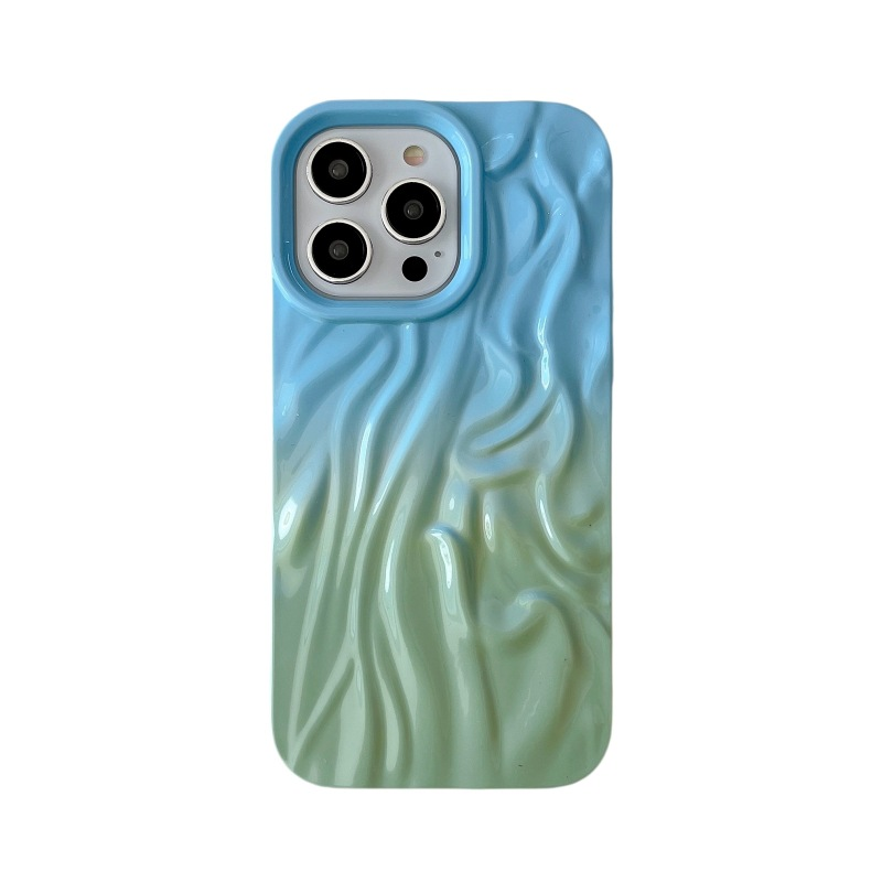 3D Gradient Wrinkle Compatible With IPhone 15 Pro Max Phone Color Block 13 Couple 11 Soft Case_voghion.com