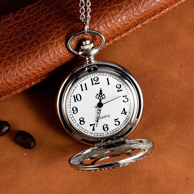 Vintage lommeur kvarts stort sølv stort kronblad kvarts lommeur Vintage lommeur_voghion.com