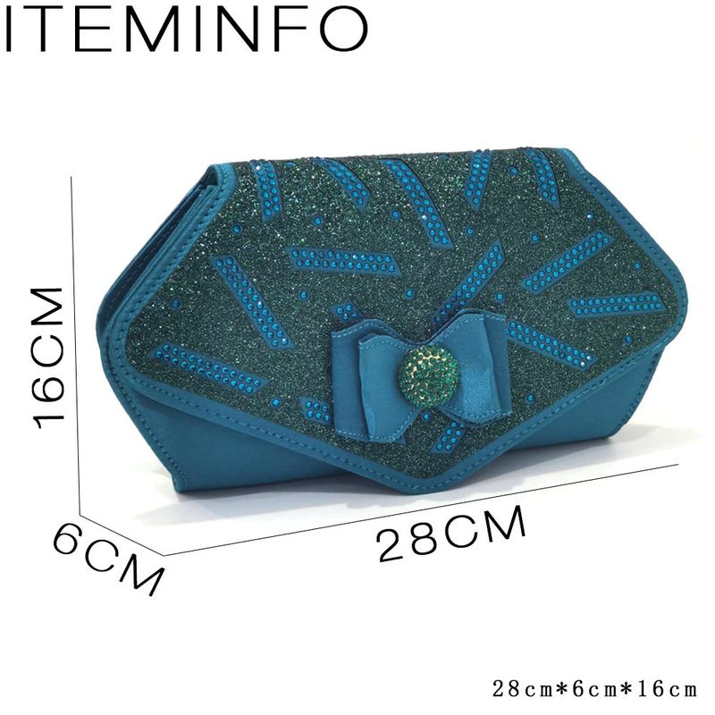 Damenschuhe Große Damenschuhe Schuhe für Geburtstagsfeiern Kleiner Keilabsatz Schuhe mit dicker Sohle und gleichem Design Clutch Bag Diamond Flower_voghion.com