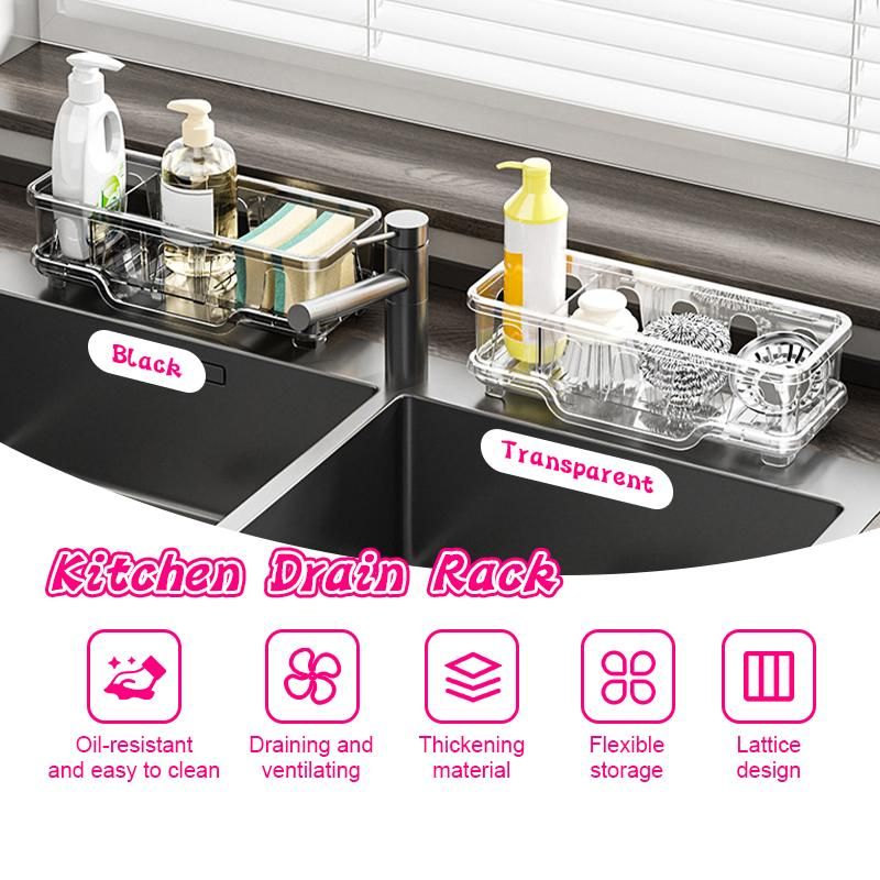 sponge Drain Rack Kitchen Dishwashing Basket Rack Sink Detergent Rag Countertop Storage Rack_voghion.com