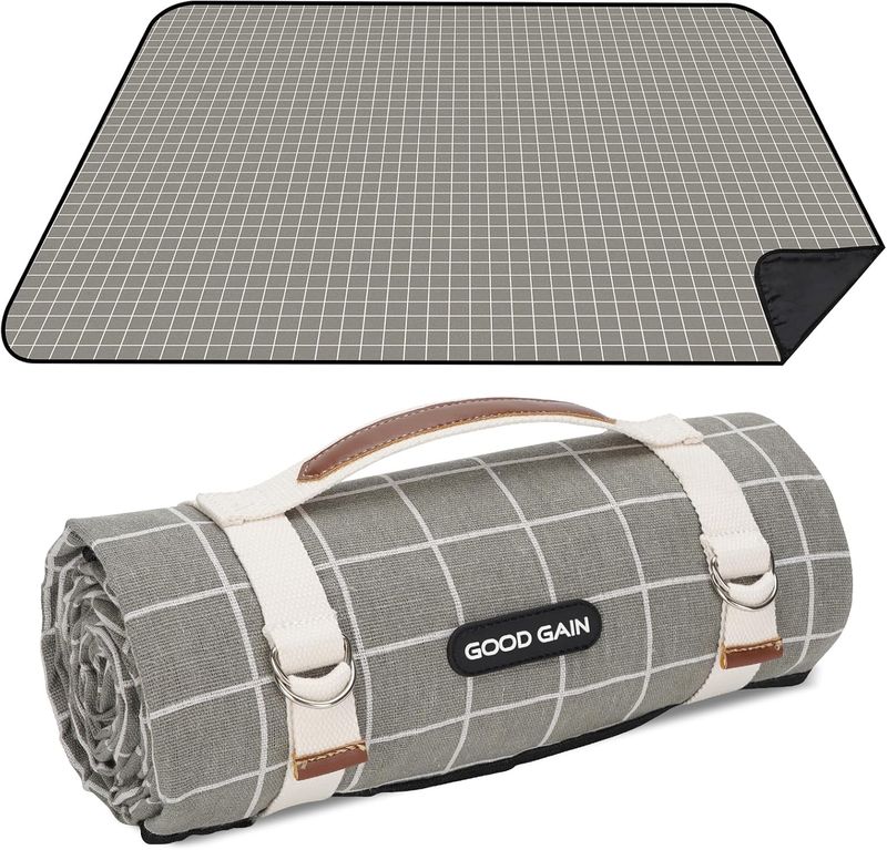 Manta de picnic impermeable extragrande para exteriores - Esterilla de playa plegable, antiarena y con correa de transporte | Camping portátil_voghion.com