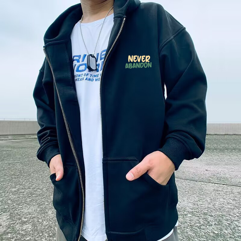 Suéter masculino com zíper e letras grandes e capuz, casaco grande plus size primavera e outono 8XL_voghion.com