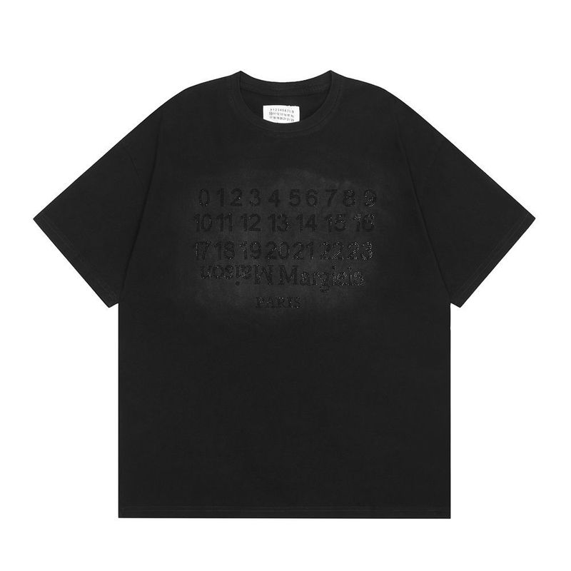 Maglietta a maniche corte unisex MM6 di lusso, nuova, lavata, vintage, con numero ricamato, ampia nicchia, da uomo, per strada principale_voghion.com