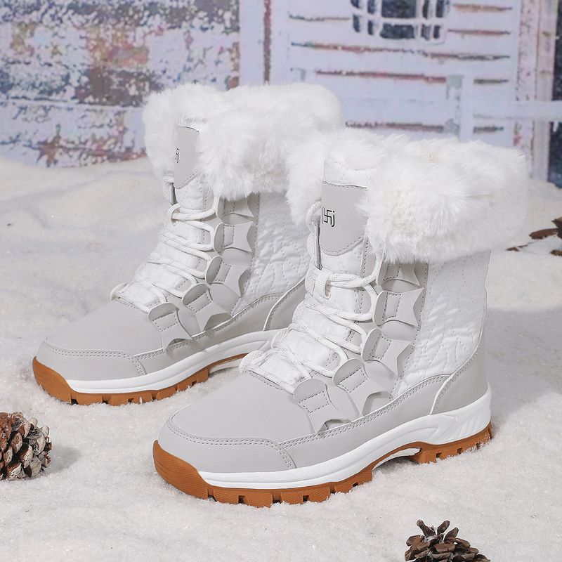 Bottes de créateur neuves, bottines mi-hautes, chaussures femme, bottes de pluie d'hiver montantes à lacets, semelles épaisses, imperméables, mode, randonnée, neige_voghion.com