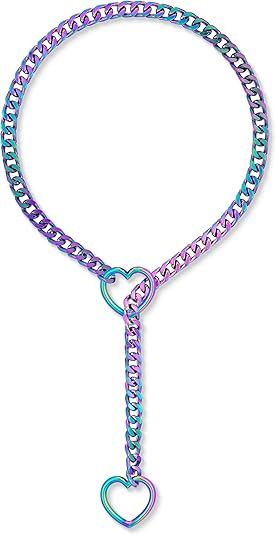 Collana con catena cubana punk fatta a mano in acciaio inossidabile con anello a forma di Y in stile lusso largo_voghion.com