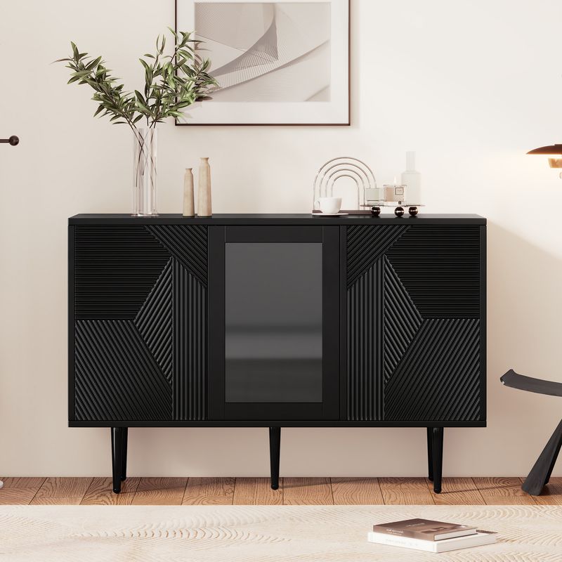 Comode Schwarz 120x79,5cm Con 3 Vasi, Mobili In Metallo E Vetro_voghion.com