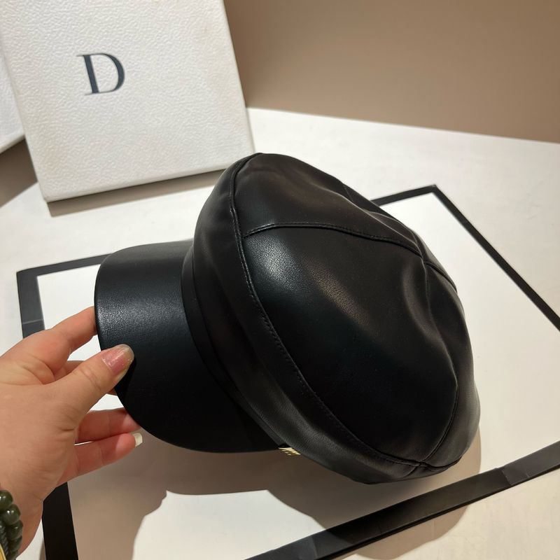 British PU leather black octagonal women's big head circumference, face recognition, tabloid children's hat, Korean_voghion.com