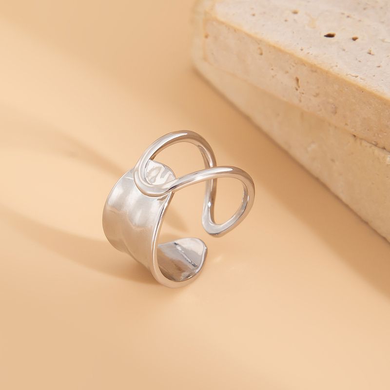 simple ins geometric smooth ring bracelet design sense irregular cross open joint ring_voghion.com