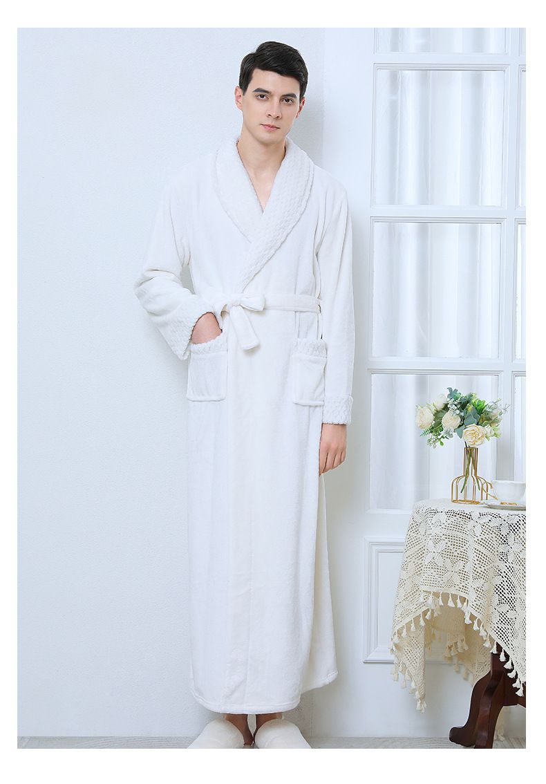 "Premium Flannel Bathrobe For Men - Lightweight Long Sleeve Robe With Shawl Collar - Soft Fleece Loungewear For Home & Spa_voghion.com