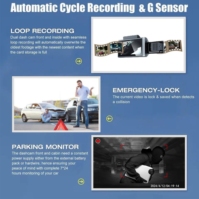 High-Definition 1080P Dräi-Recorder Fahrrekorder Multi-Lens Panorama Parking App interconnected Monitoring Gefier Kamera_voghion.com