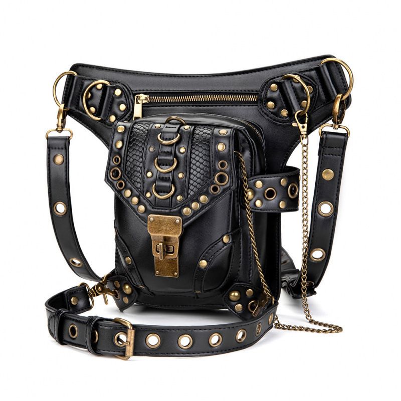 Borsa a tracolla da motociclista steampunk piccola con catena da donna_voghion.com