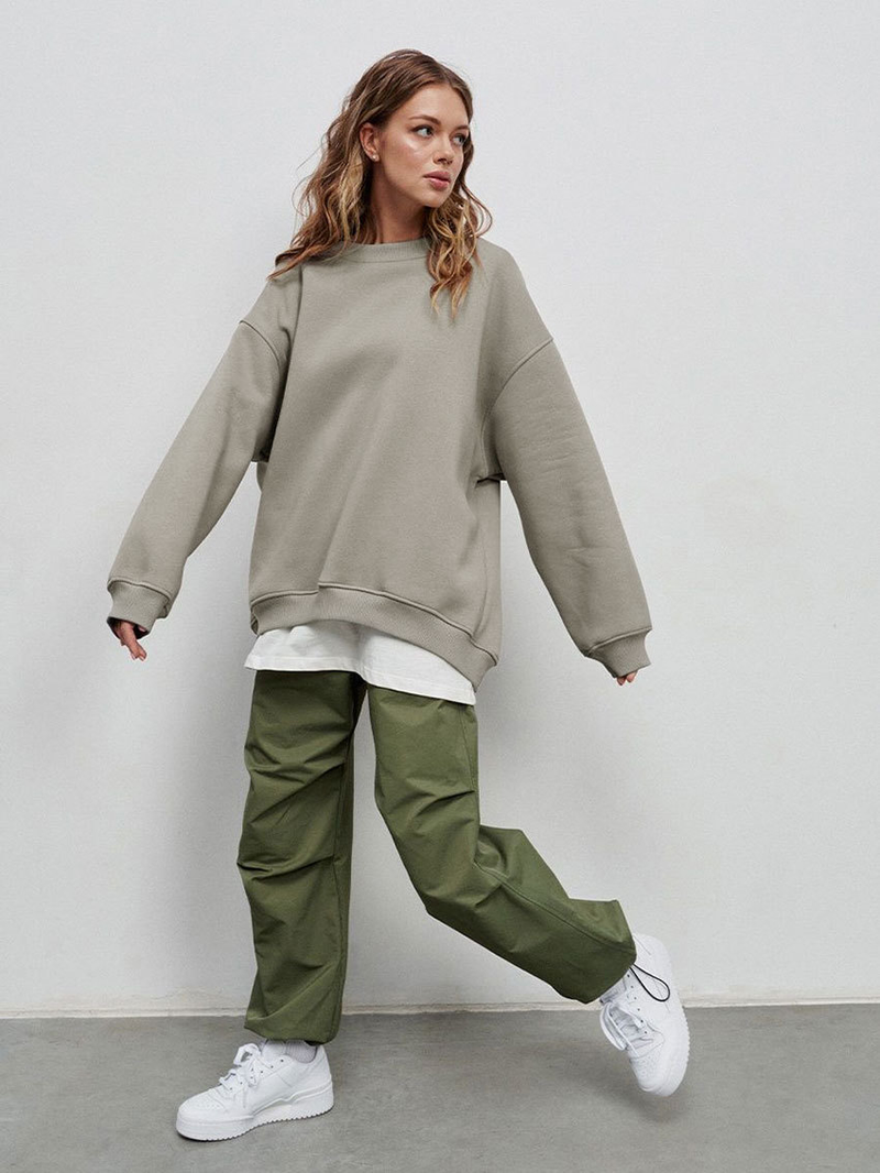 Robe femme col rond sweat à capuche ample femme_voghion.com