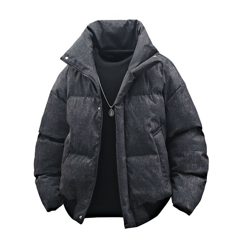 American Short Cotton Jacket For Men Winter Matte Melard Style Stand Collar Coat Trendy Brand High_voghion.com