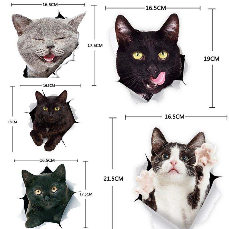 Kreativer, personalisierter 3D-Aufkleber mit süßer kleiner Katze, wasserdichte Abdeckung für Tür und Heck, kratzsimulierender Autoaufkleber_voghion.com