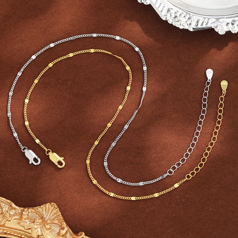 Cavigliera rotonda glitterata per donna, in argento puro, estiva, da spiaggia, per studenti coreani e giapponesi, semplice, alla moda e versatile._voghion.com