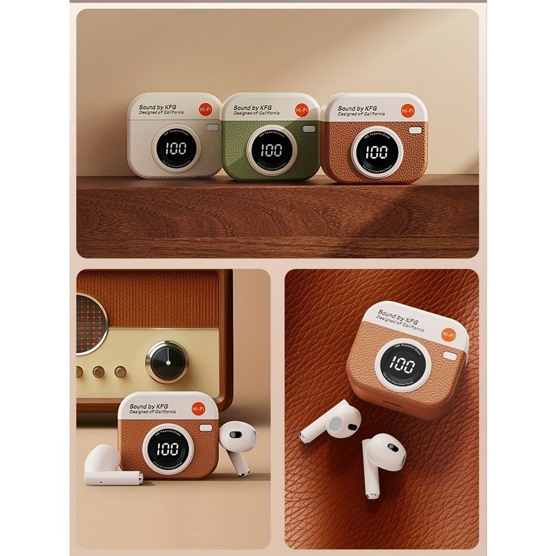 1er-Pack kabellose Cartoon-Kamera, Semi-In-Ear-Mini-Ohrhörer, 9D-HIFI-Stereo-High-Definition-Anrufe, Multi-Stereo-Headsets_voghion.com