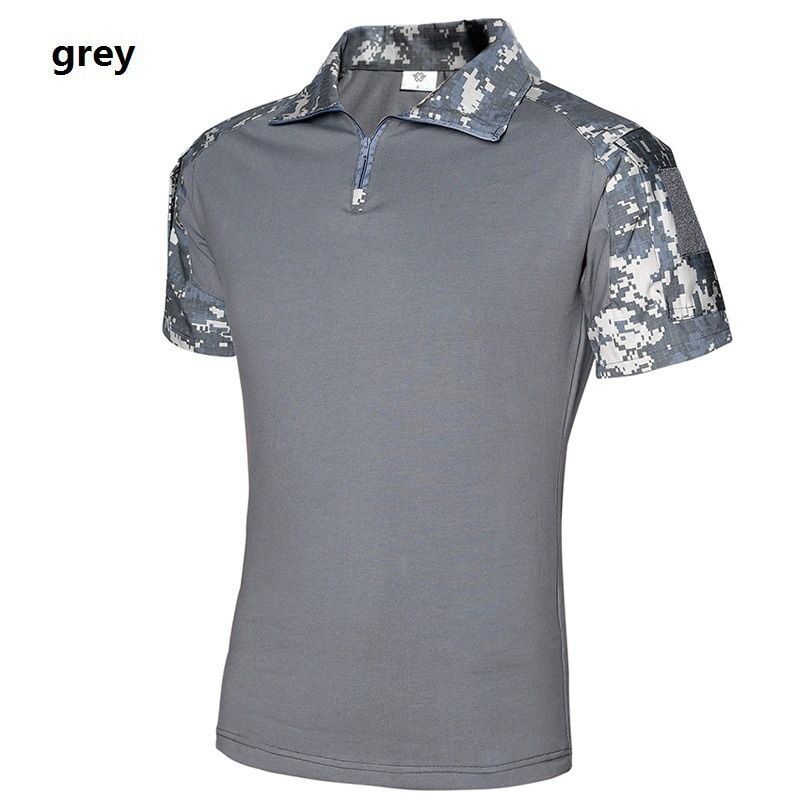 Men's Clothing Patchwork Short Sleeve Shirt Casual T-Shirt With Collar Breathable Cotton Blend Loose Fit Military Style Fashion For Outdoor Daily_voghion.com