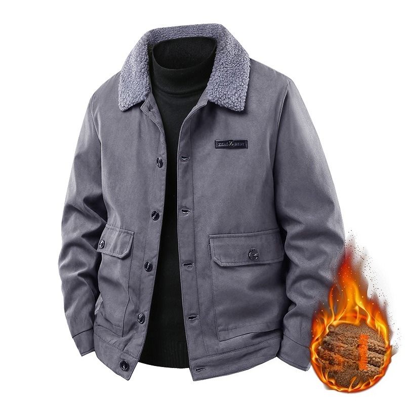 Herren-Fleecejacke aus Hirschleder, explosive Baumwollkleidung, Herren-Fleece-Wintermantel aus dickem Lammfleece, neue wattierte Kleidung_voghion.com