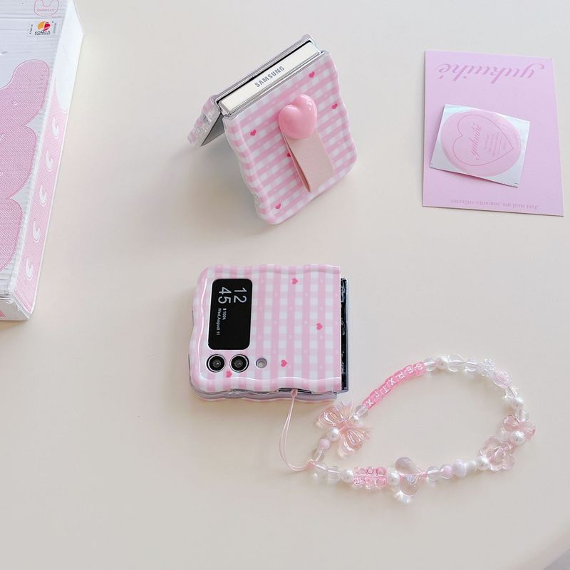 Small Love Plaid Case for Samsung Galaxy Z Flip6 Zflip4/3 Folding Screen Saver_voghion.com