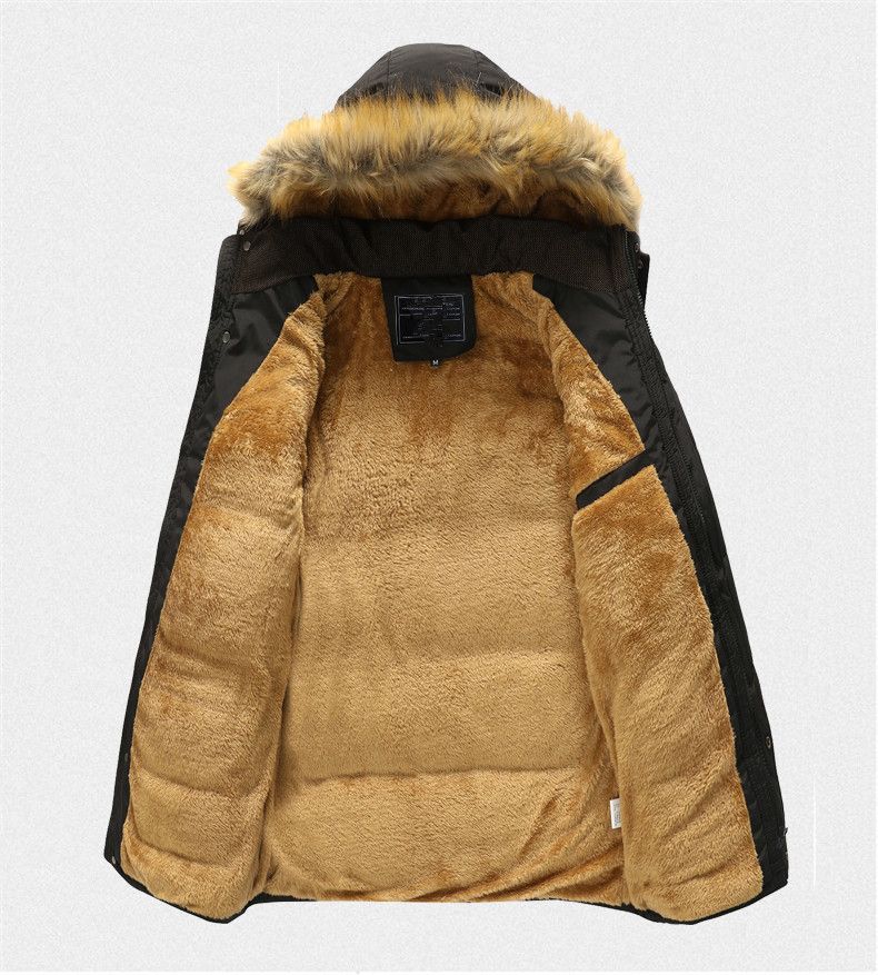 Men's Detachable Hood Winter Jacket With Fleece Lining, Zip-up Front, And Flap Pockets – Long Coat In Brown, Khaki, Black, Navy, Coffee_voghion.com