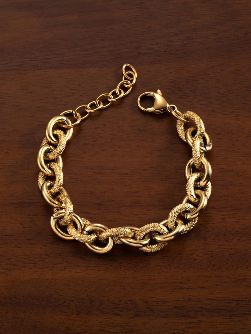 Bracciale da uomo in acciaio al titanio placcato oro, stile punk hip-hop, semplice, accessorio per gioielli di coppia_voghion.com