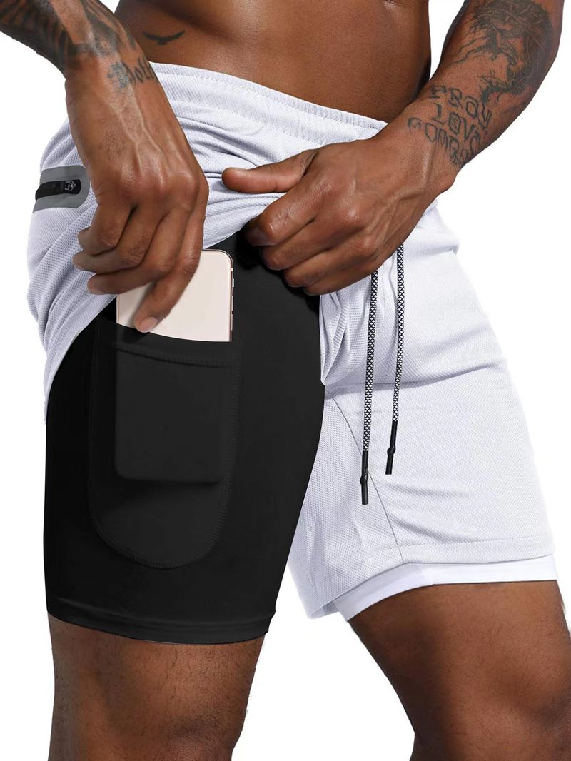 Nuovi pantaloncini a doppio strato tinta unita 2025 per fitness, esercizio, allenamento, asciugatura rapida e jogging da uomo_voghion.com