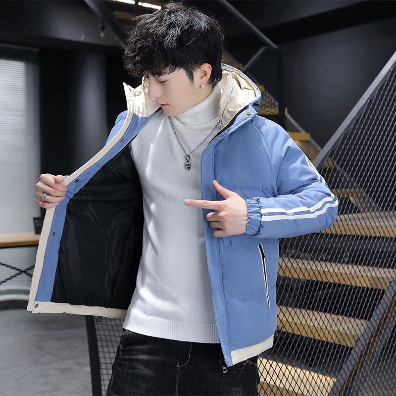 2024 New Men Winter Coat Thickened Trendy Brand Ins Padded Jacket Short Style Handsome Hooded Yurong Cotton Clothing_voghion.com