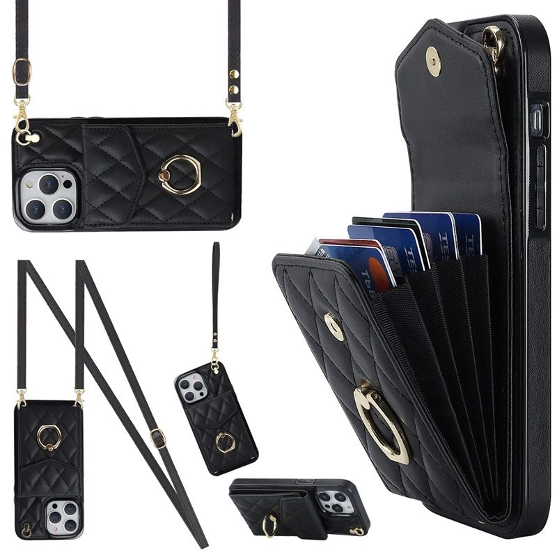 Suitable For IPhone 15 ProMax Ring, Small Fragrant Wind Organ Bag, Phone Leather Case, Samsung S24 Multi Card Hanging_voghion.com