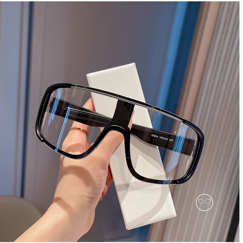 Korean Style Spring Summer One-piece Sunglasses Women With Large Faces, Windproof Cycling Glasses Men, Trendy Reflective_voghion.com