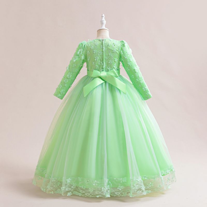 Vestido de princesa para madre e hijos, de manga larga, con apliques de malla, abullonado, para noche, día del niño, para espectáculos_voghion.com