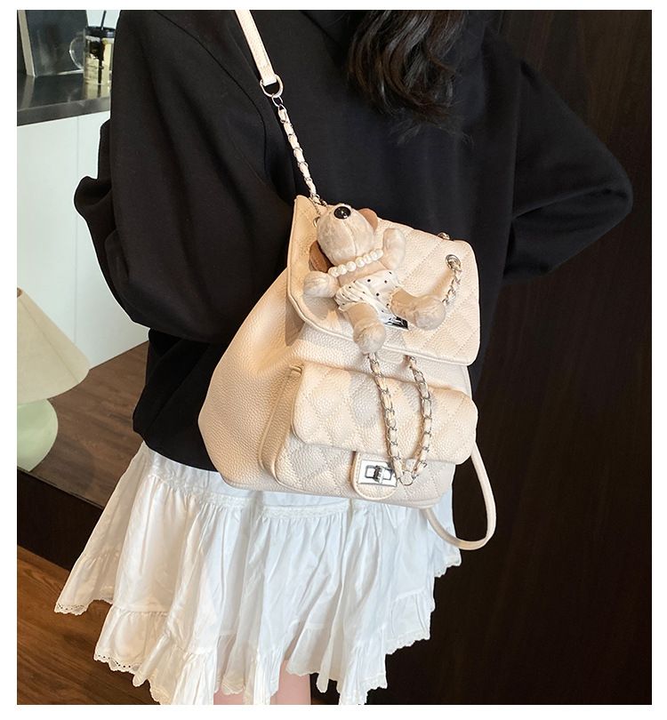 Trendy Quilted Crossbody Bag With Chain Strap - Versatile Shoulder Purse For Women, Soft PU Leather, Lock Closure, Phone Pocket_voghion.com