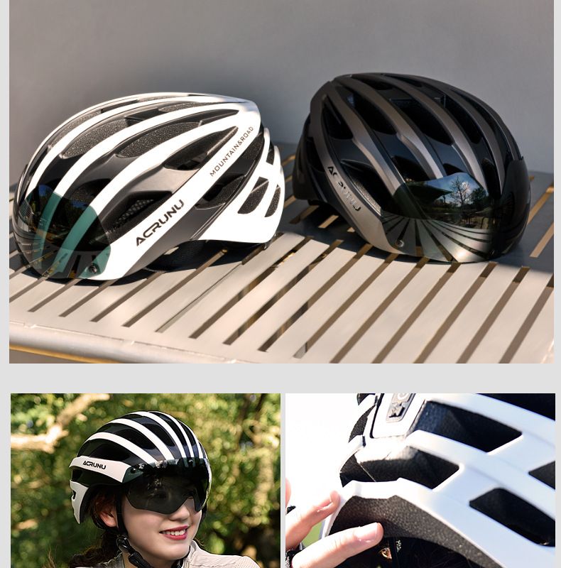 Casque de vélo moulé intégré avec pare-brise et éclairage magnétique_voghion.com