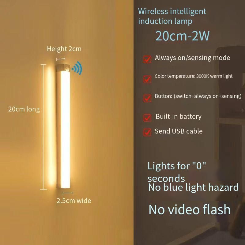 Ultra-Thin Human Body Sensing Smart LED Strip Self-Adhesive Rechargeable Wine Cabinet Wardrobe Atmosphere Light Bedroom_voghion.com