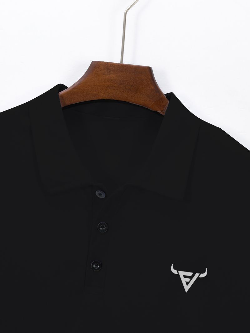 Schlichte Business-Casual-Revers-Oberteile für Herren, exklusive Poloshirts mit Bullenkopf-Stickerei_voghion.com