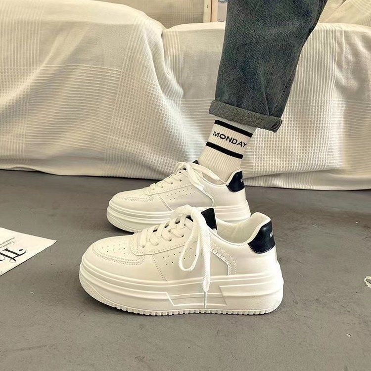 Platform Wedge For Women 2025 Spring And Autumn New Casual Versatile Sports Sneakers Ins Trend Height Increasing White_voghion.com