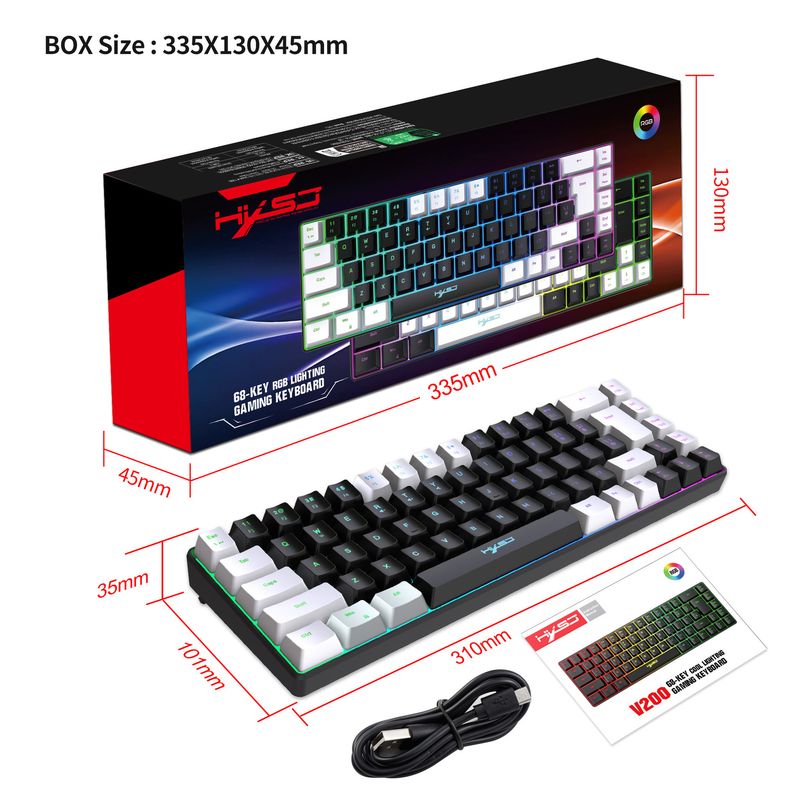 2023 New Gaming Membrane 68 Keys Key Line Separation RGB Backlight Multi-function Wired Keyboard_voghion.com