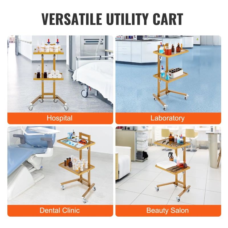 And Tiers With Lab 4 Wheels Trays Golden Silent Stainless 2 Steel Carts 2_voghion.com