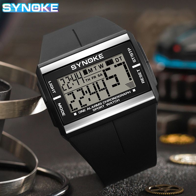 SYNOKE New Product Rectangular Classic Men's Electronic Watch Waterproof Colorful Luminous Student Sports_voghion.com